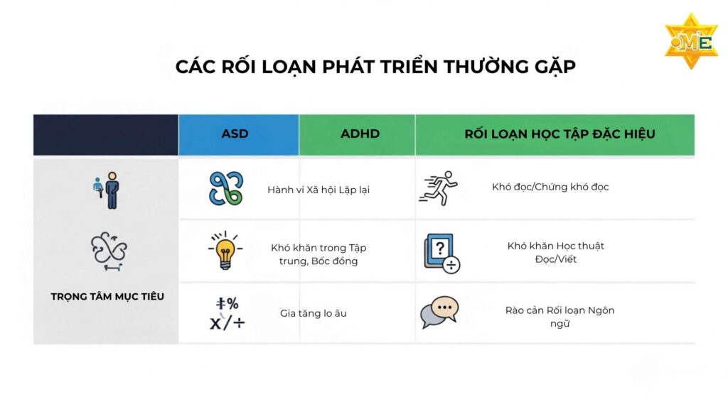 Các dạng rối loạn phát triển bị ảnh hưởng mạnh