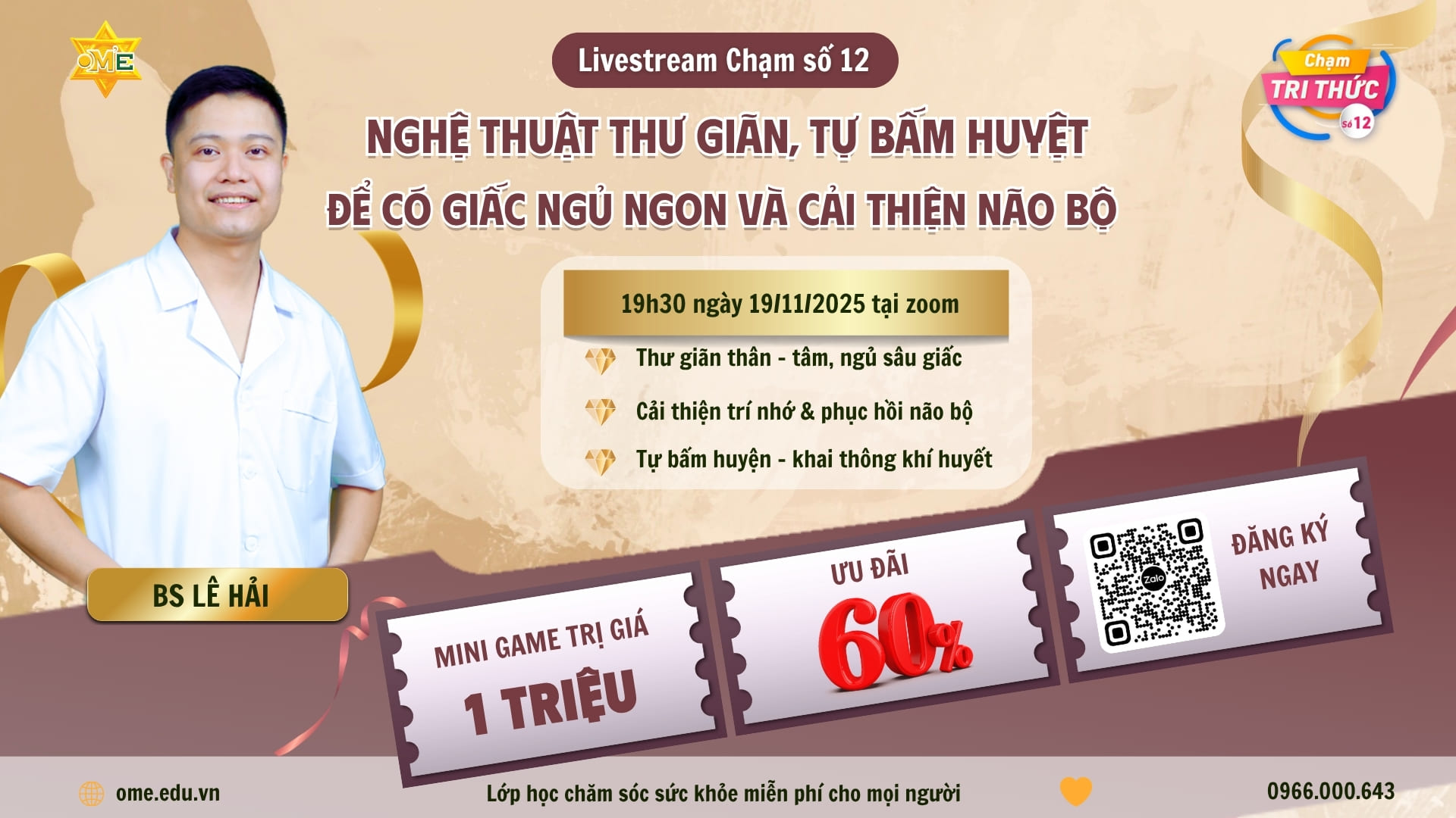 CHẠM TRI THỨC SỐ 12: NGHỆ THUẬT THƯ GIÃN – TỰ BẤM HUYỆT ĐỂ CÓ GIẤC NGỦ NGON VÀ CẢI THIỆN NÃO BỘ