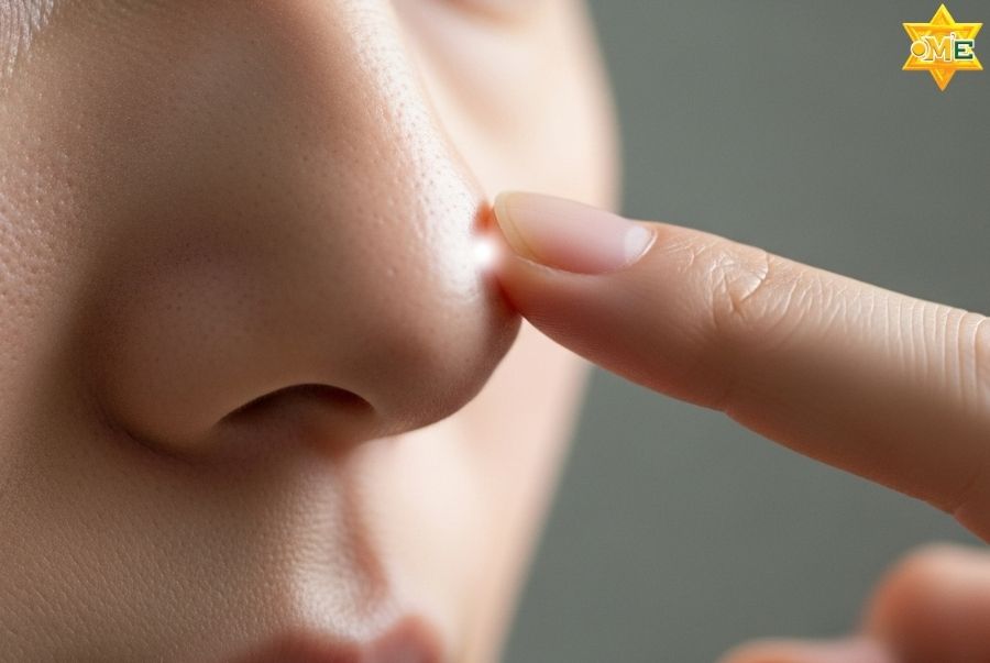 Vị trí huyệt nghinh hương cạnh cánh mũi để thực hiện bấm huyệt thông mũi trị sổ mũi