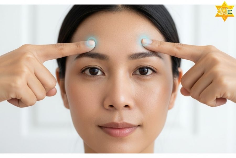 Cách day huyệt ấn đường và toản trúc giúp bấm huyệt chữa viêm mũi dị ứng và giảm đau đầu