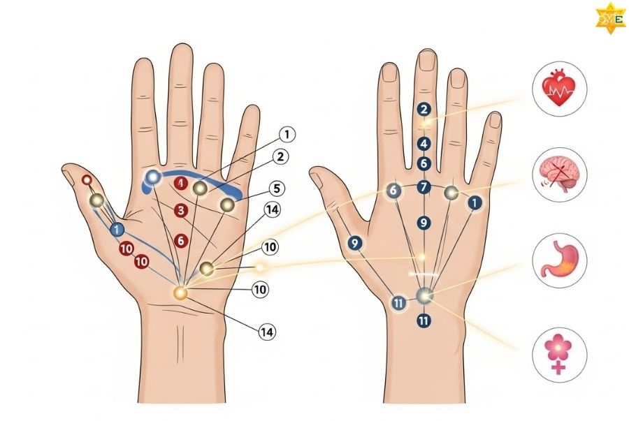 Sơ đồ huyệt bàn tay