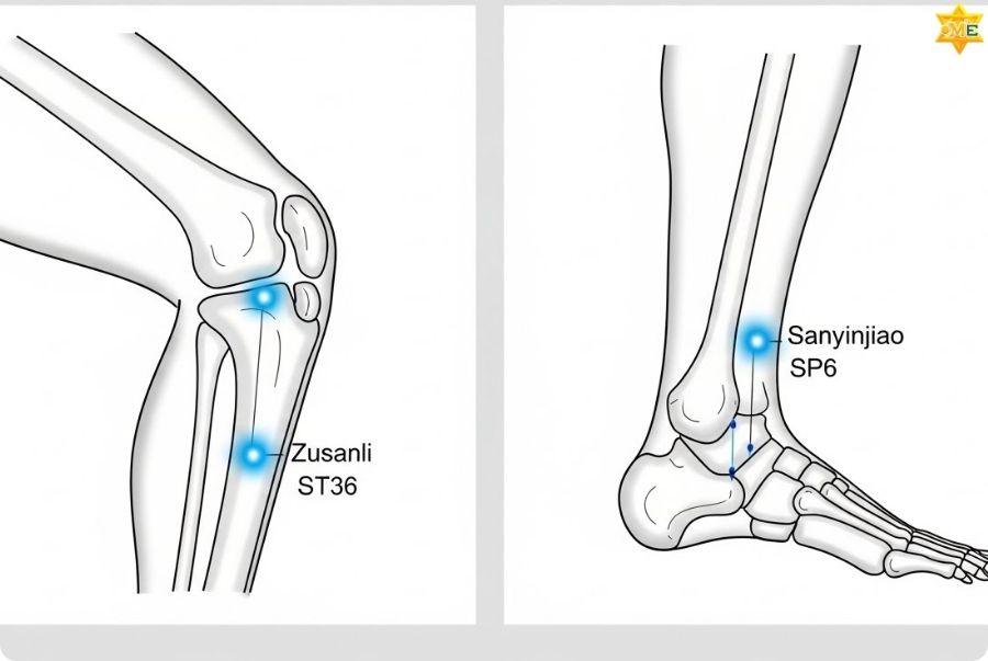 Các huyệt ở bắp chân và lòng bàn chân