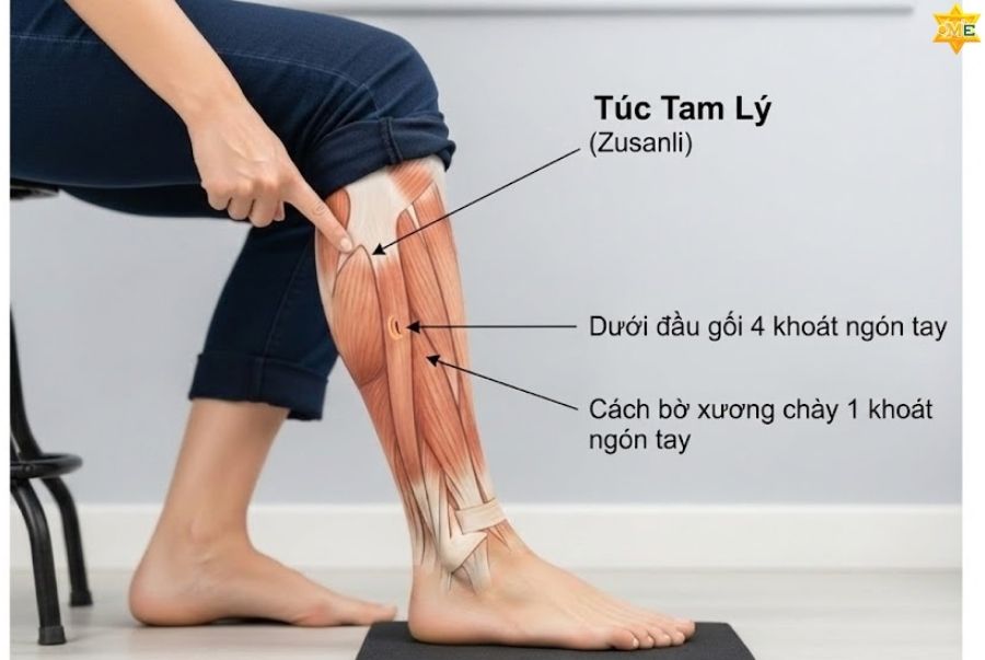 Huyệt Túc tam lý tăng cường tiêu hóa