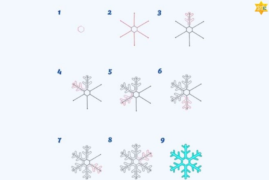 Cách vẽ hộp quà và bông tuyết