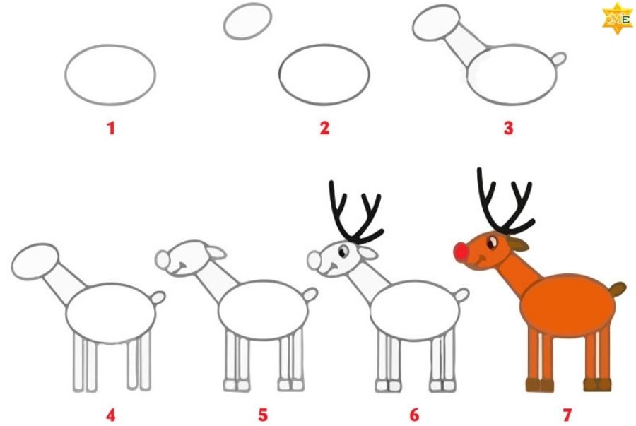 Vẽ chú Tuần lộc kéo xe