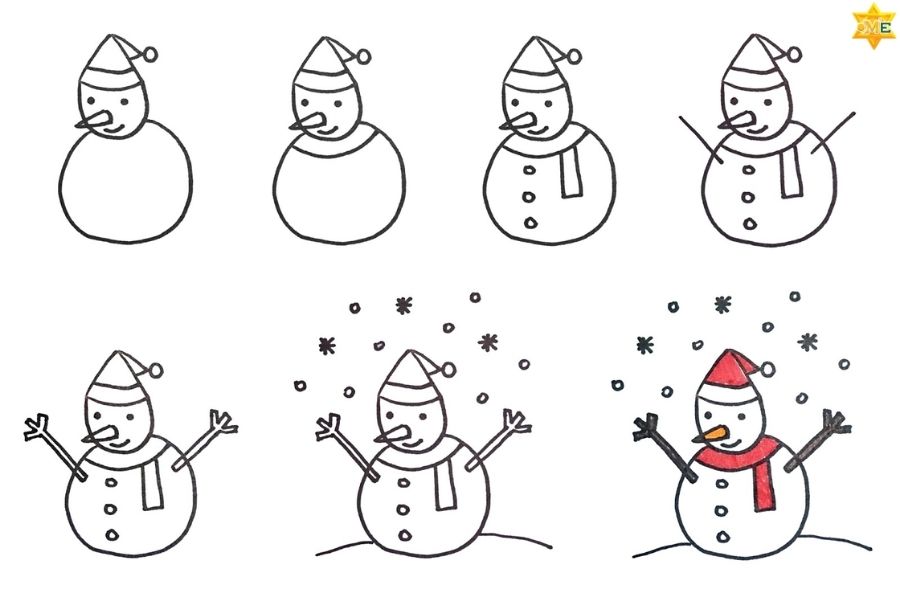 Vẽ Người tuyết (Snowman) dễ thương