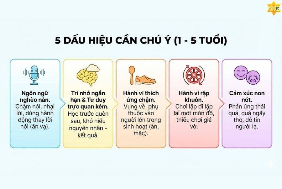 5 Dấu hiệu trẻ chậm phát triển trí não