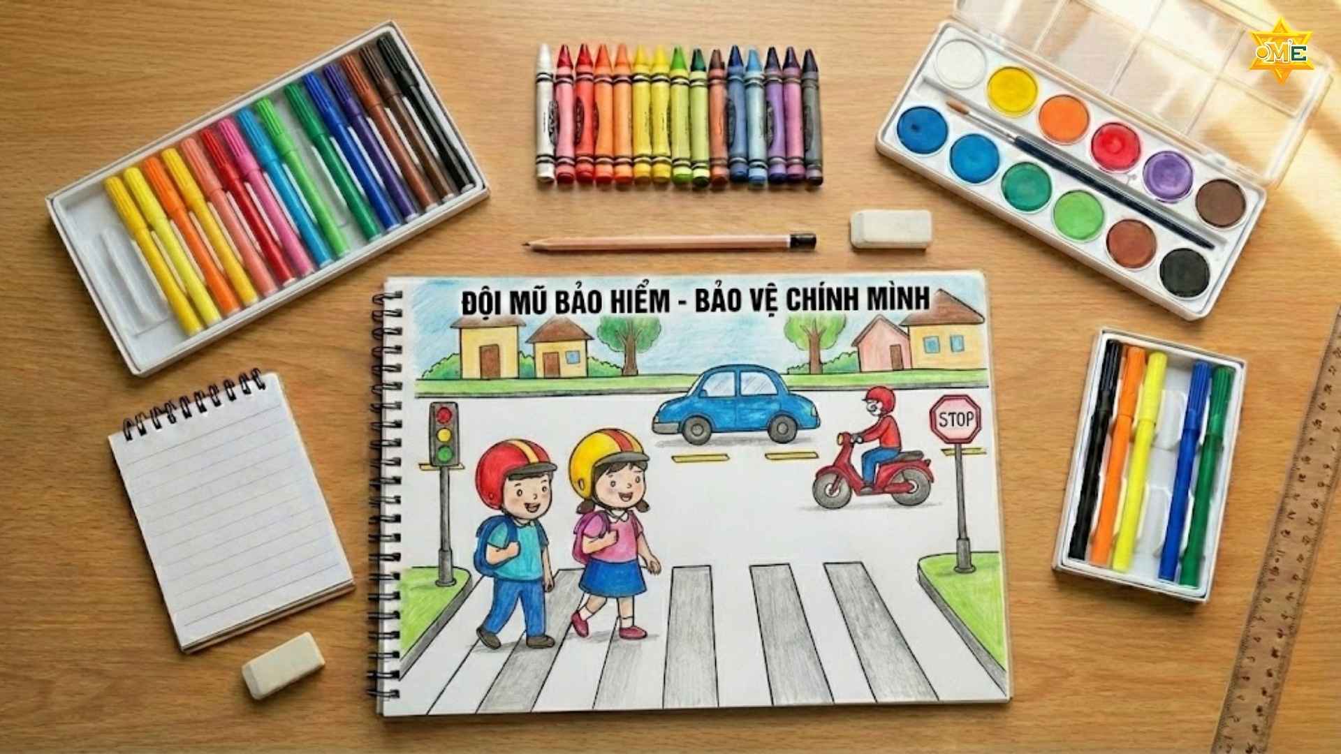 vẽ tranh an toàn giao thông đơn giản nhất