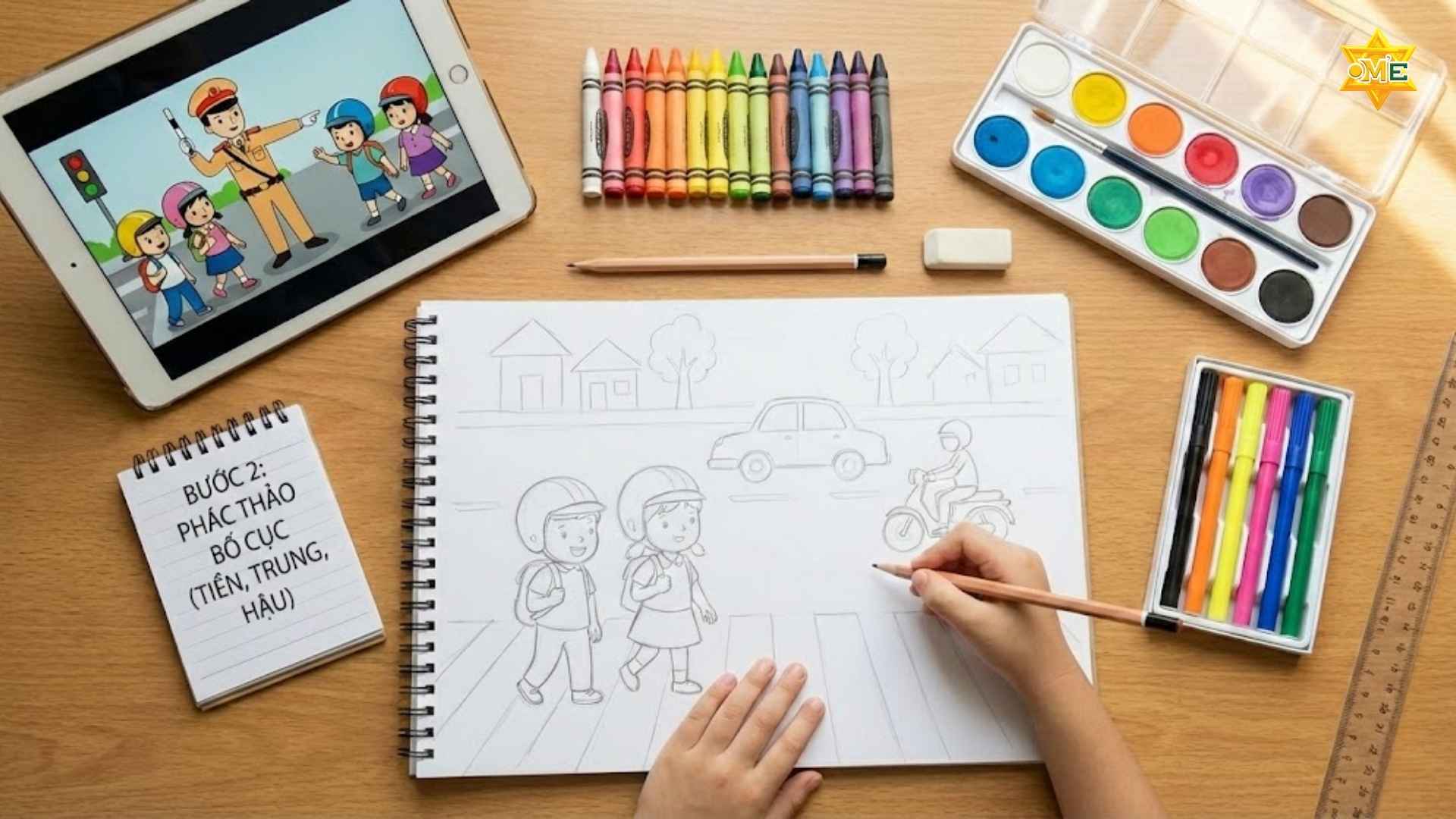 vẽ tranh an toàn giao thông đơn giản nhất