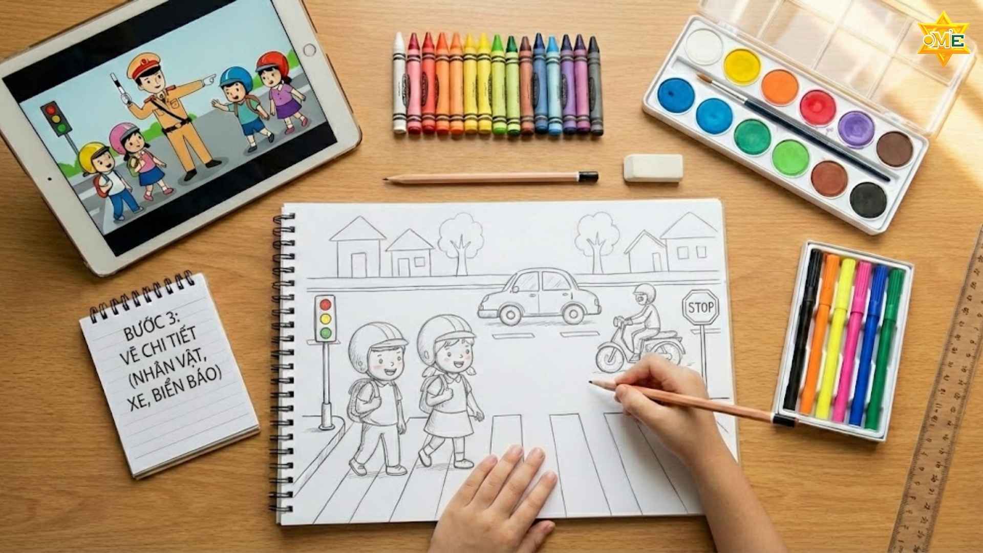 vẽ tranh an toàn giao thông đơn giản nhất