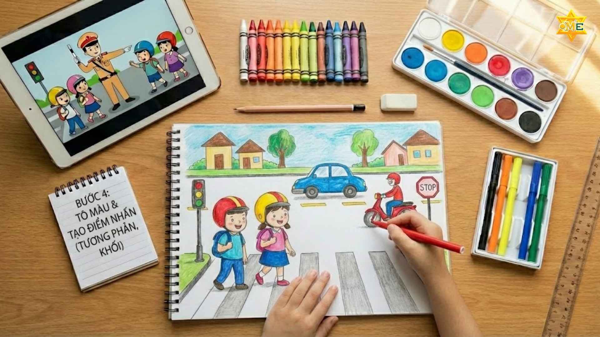 vẽ tranh an toàn giao thông đơn giản nhất