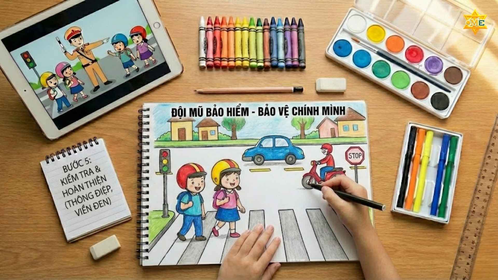 vẽ tranh an toàn giao thông đơn giản nhất