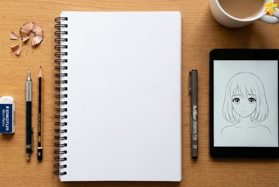 Chuẩn bị dụng cụ để hướng dẫn cách vẽ anime nữ đẹp