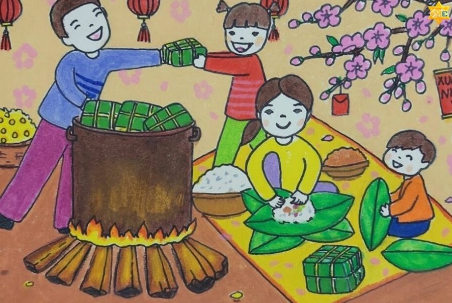 Bộ sưu tập 30+ Mẫu vẽ tranh Tết đơn giản dễ vẽ nhất 2026