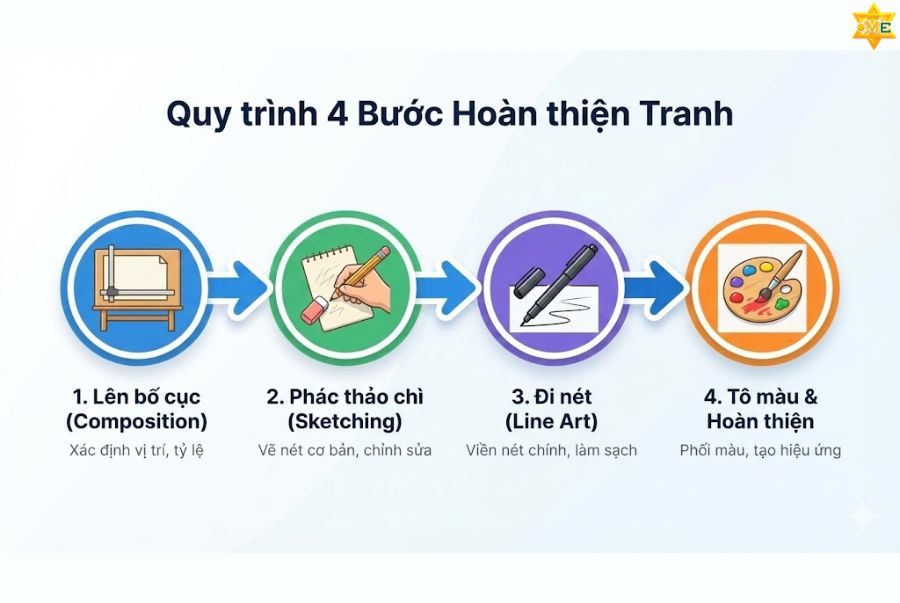 Quy trình 4 bước hoàn thiện bức tranh