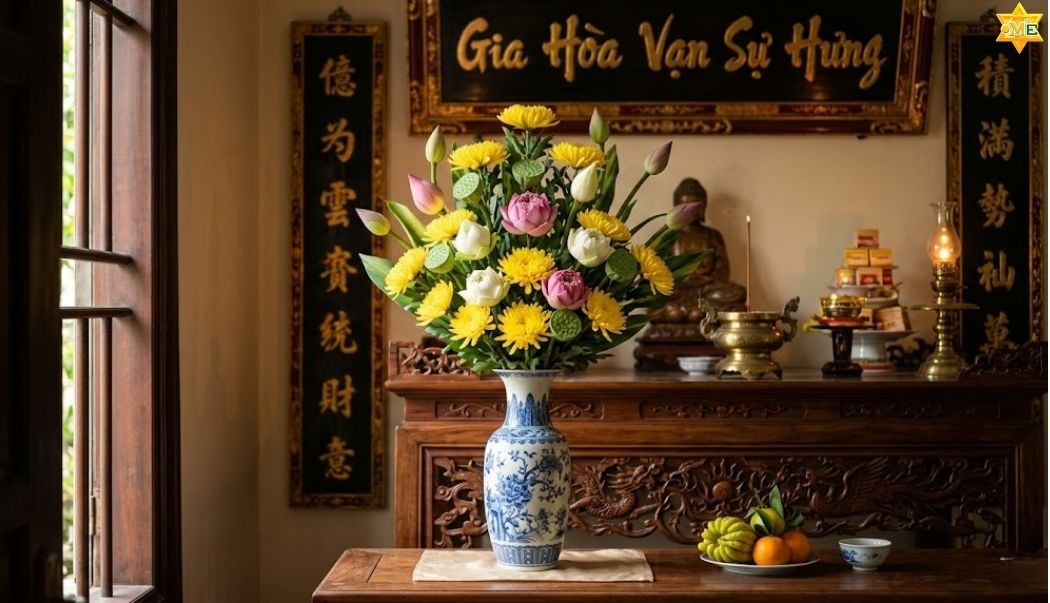 Hướng dẫn cắm hoa bàn thờ: Trang nghiêm và thành kính