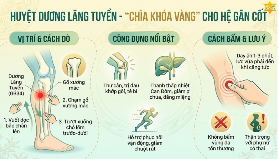Công Dụng Của Huyệt Dương Lăng Tuyền Là Gì?