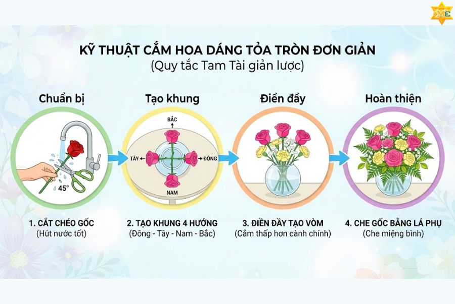 Cách cắm hoa để bàn đơn giản nhất
