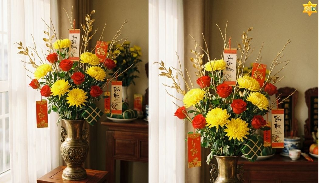 vài kiểu cắm hoa đơn giản