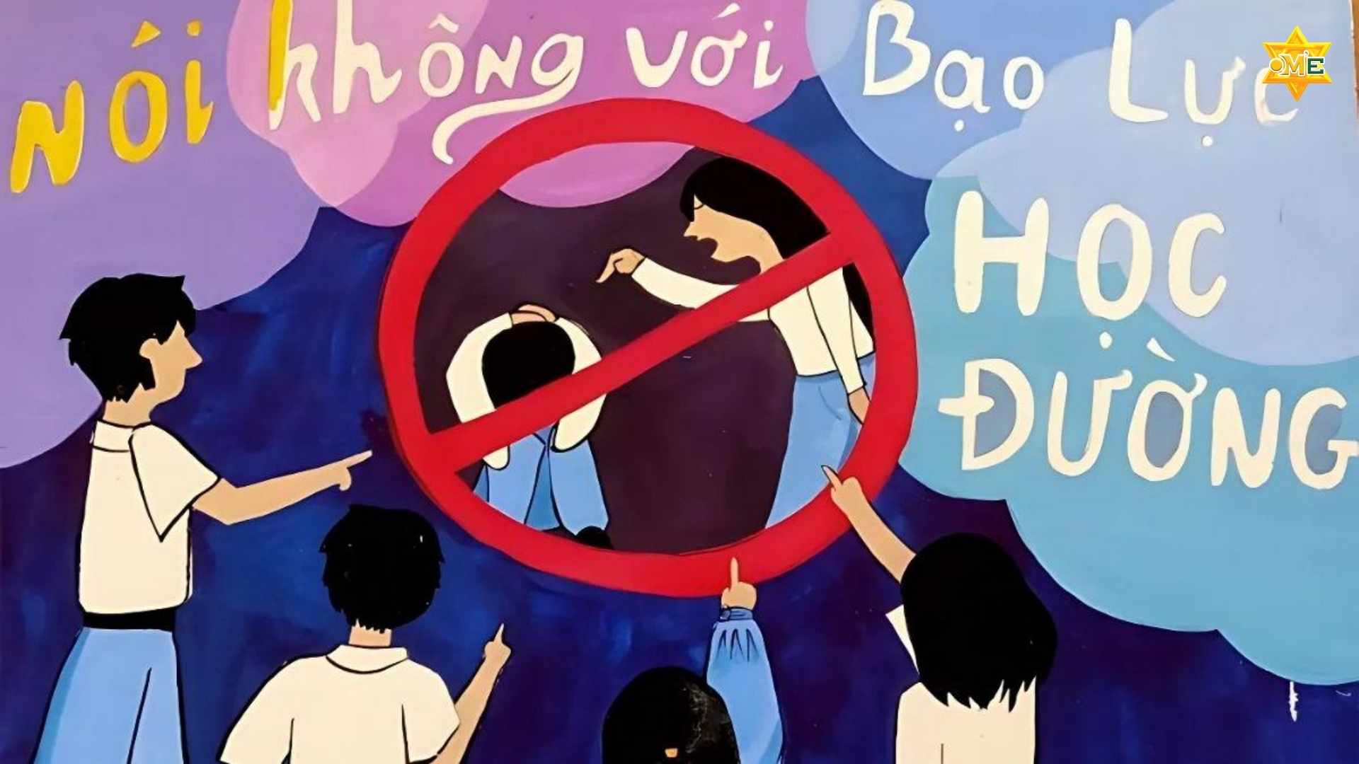vẽ tranh bạo lực học đường đơn giản