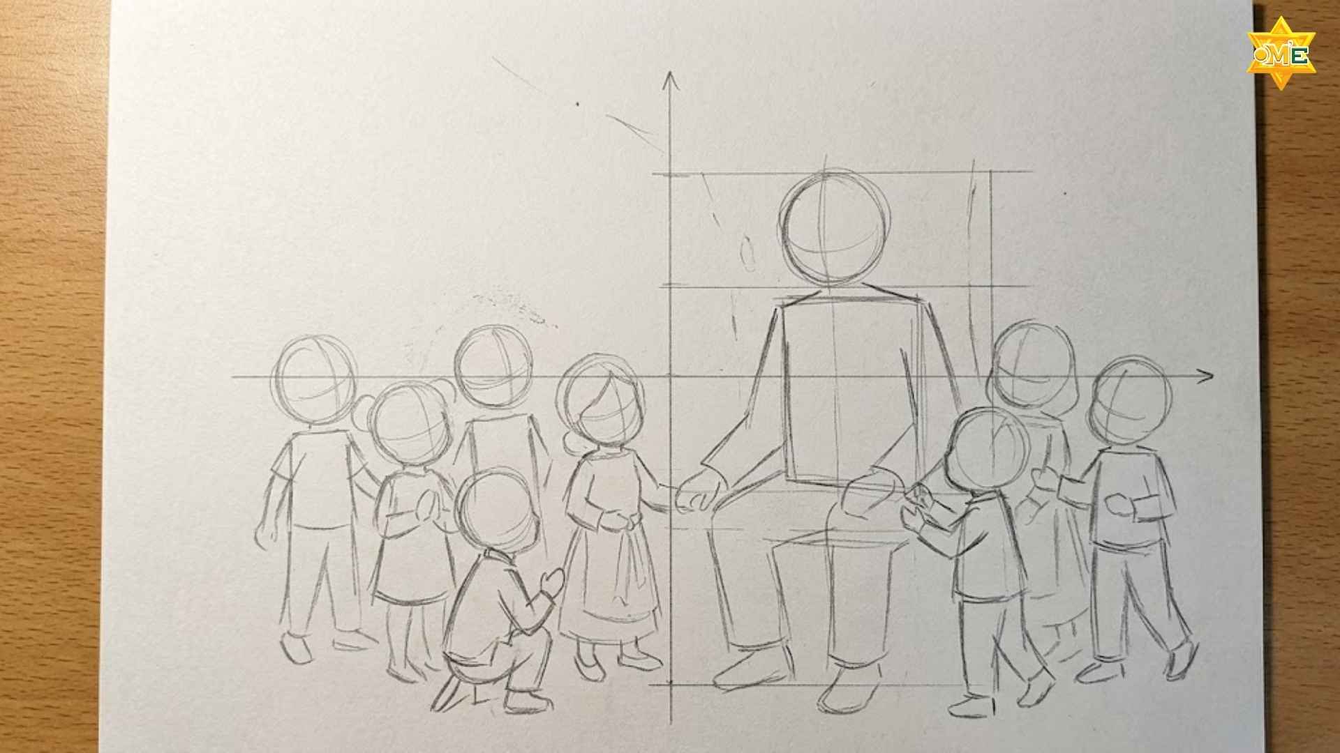 Phác thảo bố cục và tỷ lệ nhân vật