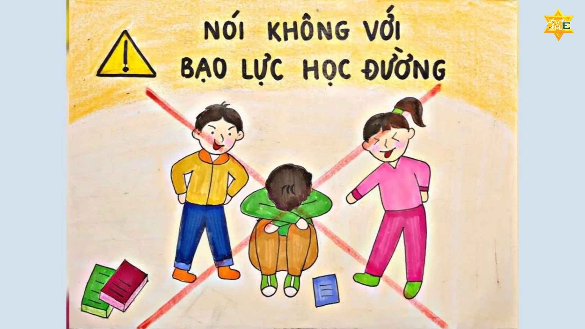 vẽ tranh bạo lực học đường đơn giản