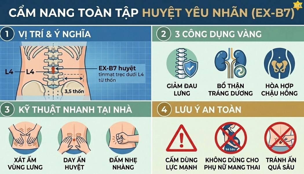 Cách xoa bóp huyệt Yêu Nhãn giảm đau lưng tại nhà
