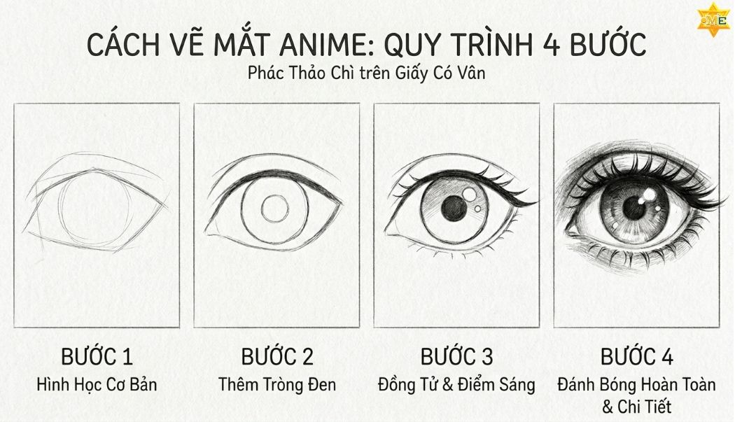 vẽ mắt anime đơn giản